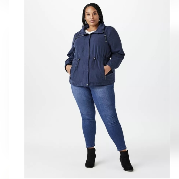 NEW NWT Meri Skye Dia & Co Plus Size Navy Blue Alto Anorak Jacket - Picture 2 of 5